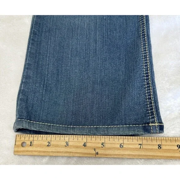 Cache Bootcut Jeans Women’s Blue Denim Stretch Rhinestones Embroidered Sz 2 - Picture 15 of 16